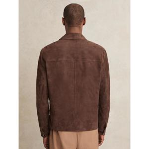 REISS Wilstead Suede Button-Through Trucker Jacket